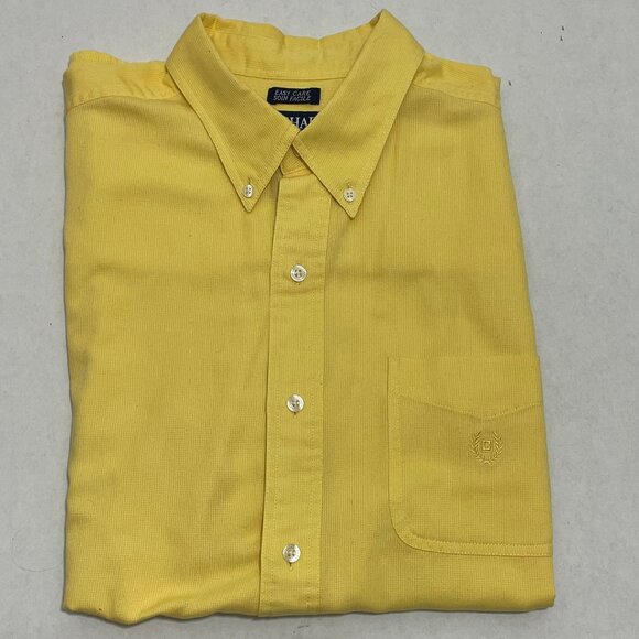 CHAPS / Ralph Lauren "Easy Care" Men's Large Short Sleeve, Yellow - Picture 1 of 5
